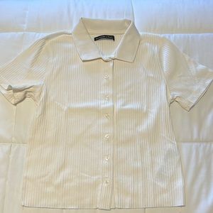 Abercrombie and Fitch ribbed white polo